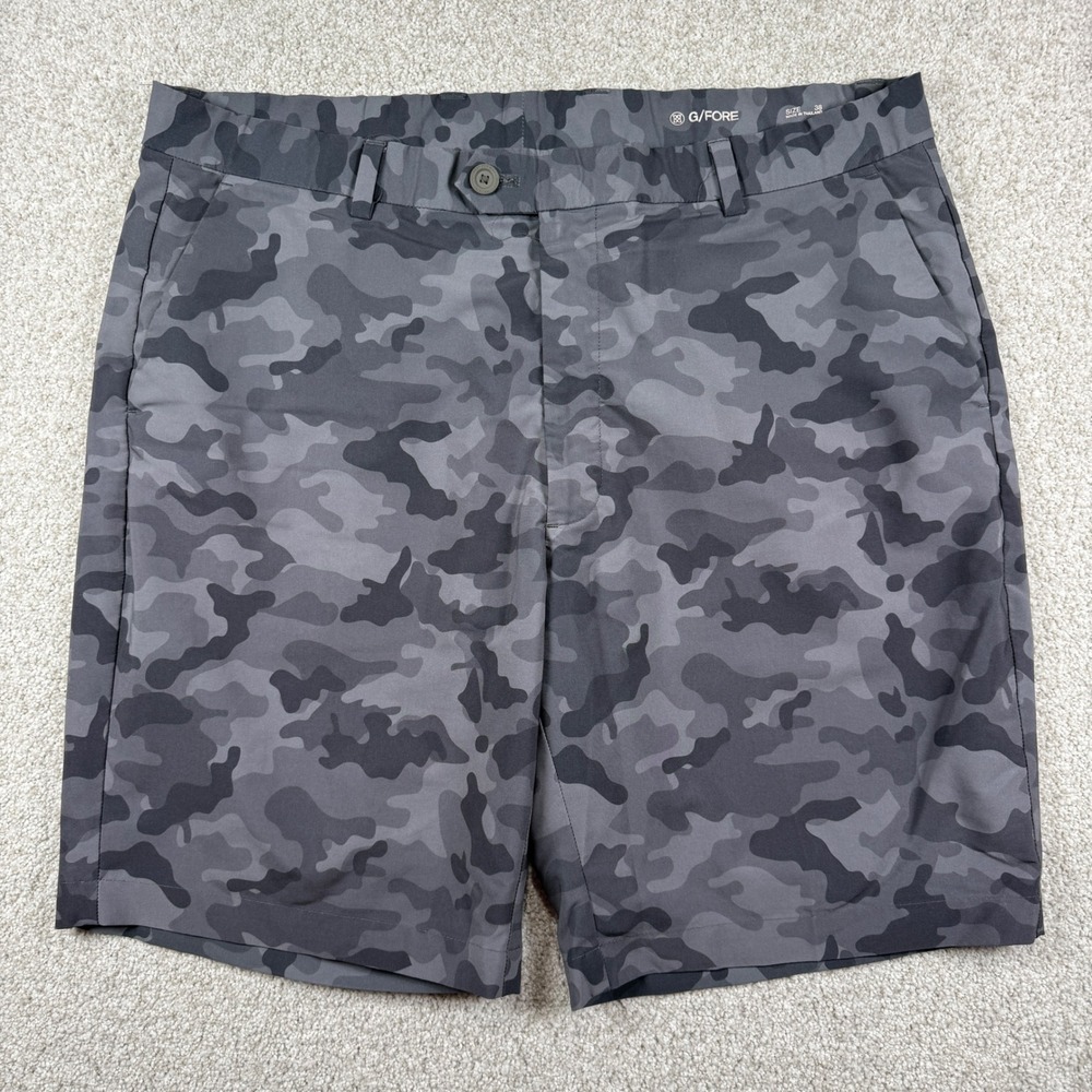 G/FORE Golf Shorts Mens 38 Grey Camo Performance Stretch Flat Front G4MS22H18